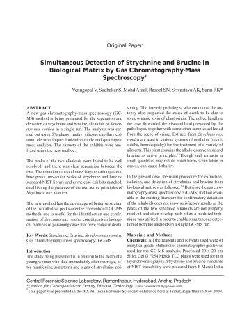 Simultaneous Detection of Strychnine and Brucine in Biological ...