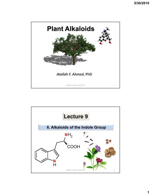 Plant Alkaloids Atallah F. Ahmed