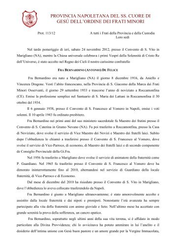 provincia napoletana del ss. cuore di gesú dell'ordine ... - Ofmna.org