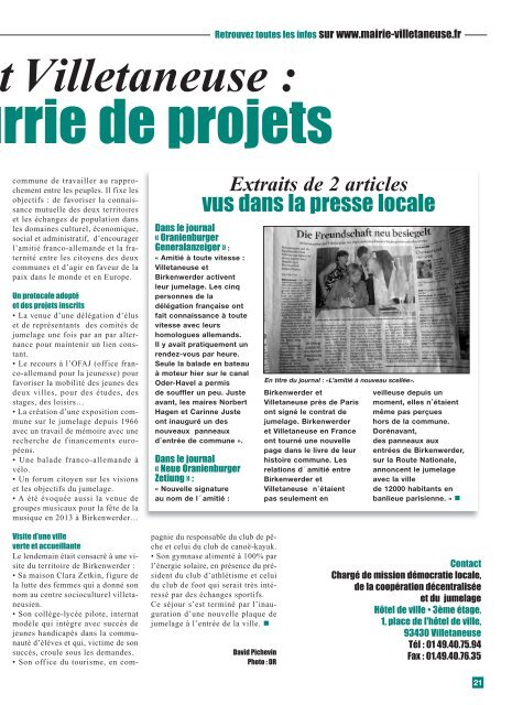 Villetaneuse informations N°91 - septembre 2012 - Mairie de ...