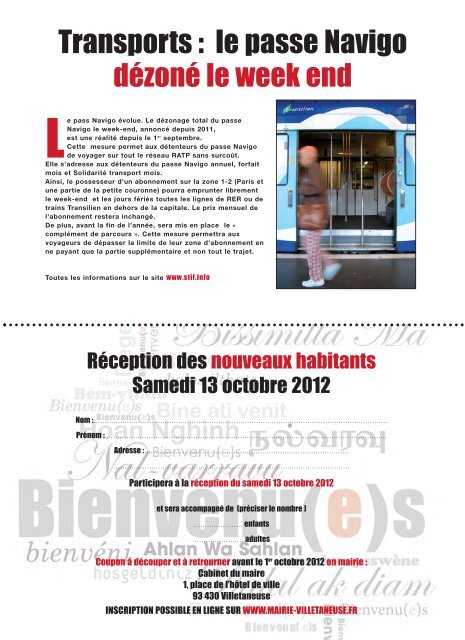 Villetaneuse informations N°91 - septembre 2012 - Mairie de ...