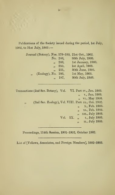 Proceedings of the Linnean Society of London - University Library