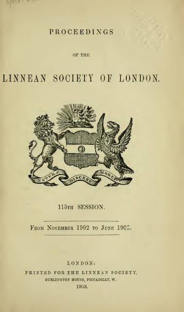 Proceedings of the Linnean Society of London - University Library