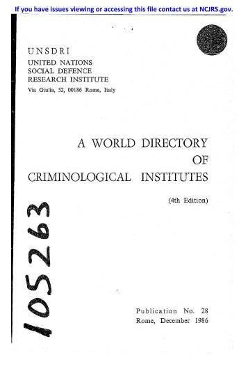 a world directory criminological institutes - National Criminal Justice ...