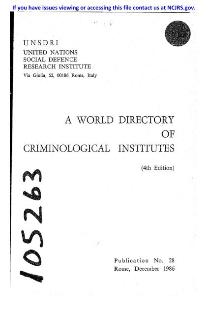 a world directory criminological institutes - National Criminal Justice ...