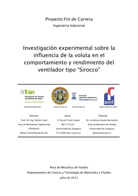 Investigación experimental sobre la influencia de la voluta en el ...