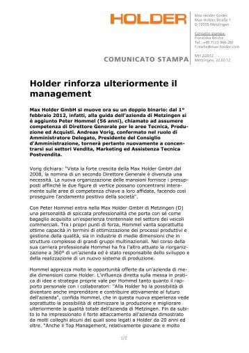 Comunicati stampa (PDF 80 KB) - Holder