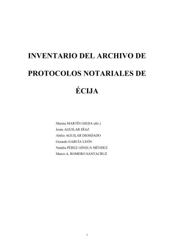 Inventario de la sección de Protocolos Notariales de Écija - Archivo ...