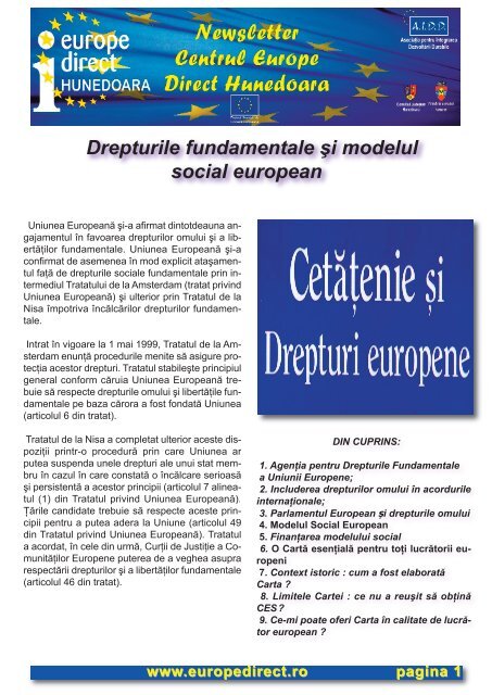 Drepturile fundamentale şi modelul social european (luna ianuarie)