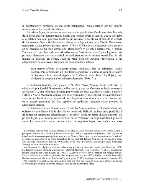 Isabel Castells Molina eHumanista: Volume 15, 2010 85 La versión ...