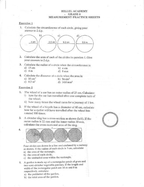 Mensuration Worksheet