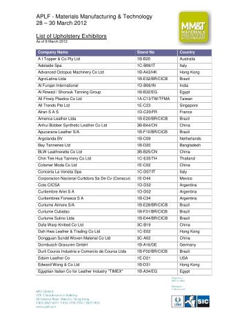 APLF - Materials Manufacturing & Technology 28 – 30 ... - UBM Asia