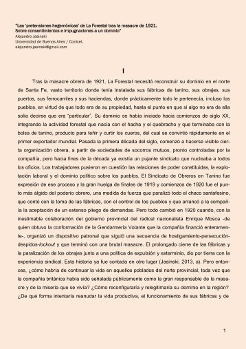 Las 'pretensiones hegemónicas' de La Forestal tras la masacre de ...