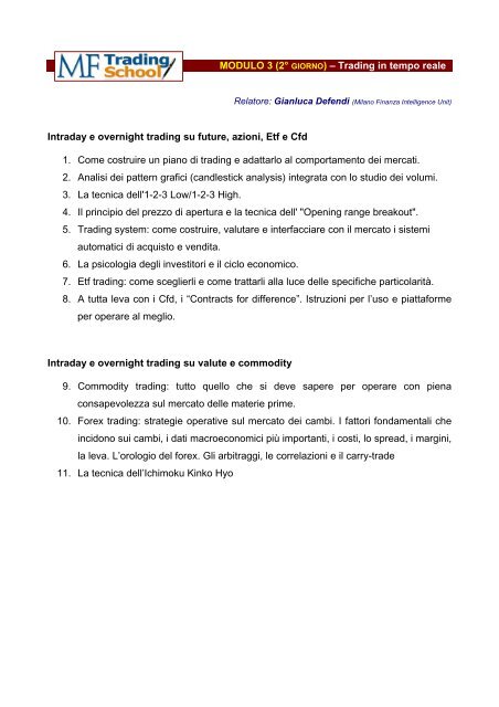 MODULO 1 – Analisi intermarket e analisi quantitativa ... - MFIU