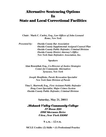 Alternatives To Incarceration - Oneida County, NY