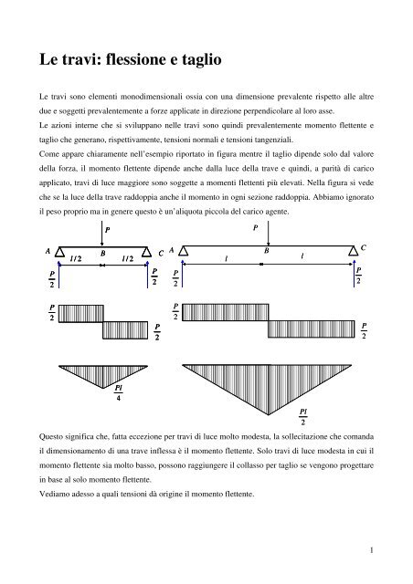 Le travi: flessione e taglio