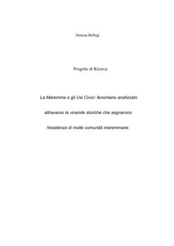 Progetto di Ricerca La Maremma e gli Usi Civici: fenomeno ...