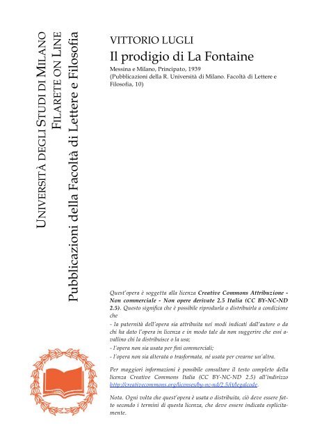 Il Prodigio Di La Fontaine Studi Umanistici Unimi