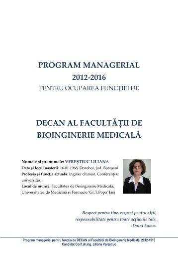 Program managerial Liliana Verestiuc - Gr.T. Popa