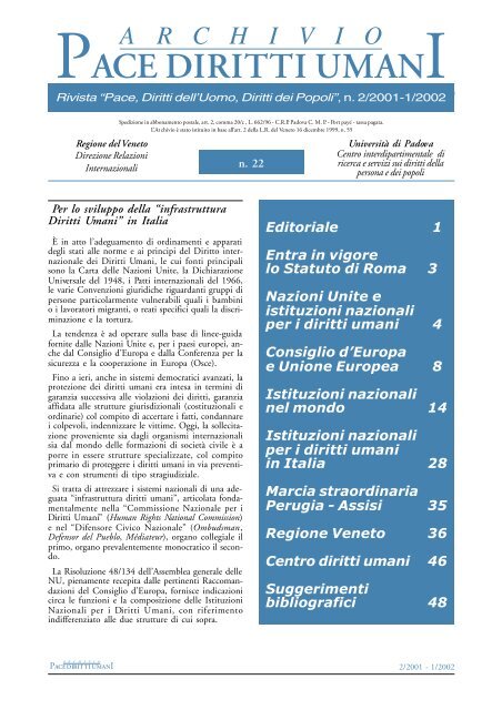 “infrastruttura Diritti Umani” in Italia ( AA.VV. - 2001 - 2002)