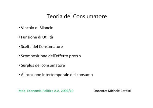 Teoria del Consumatore