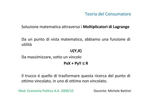 Teoria del Consumatore