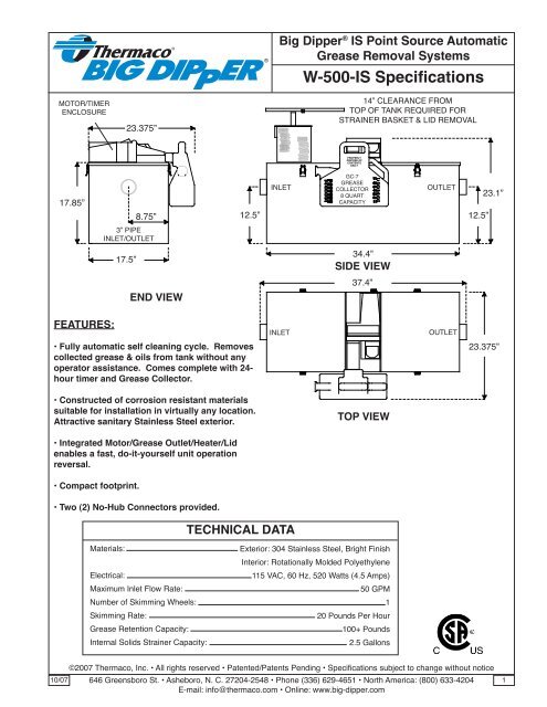 Big Dipper  Big Dipper Automatic Grease Interceptors