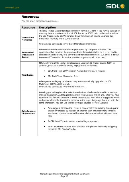 SDL Trados Studio Translating and Reviewing ... - Translationzone