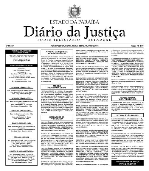 Diario da Justi a 29-05-2001 - Tribunal de Justiça da Paraíba