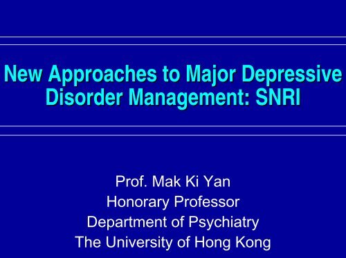 New Approaches to Major Depressive Disorder Management: SNRI