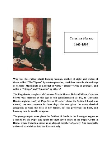 Caterina Sforza, 1463-1509 - Falco's Aerie