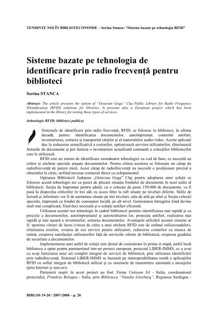 Sisteme bazate pe tehnologia de identificare prin radio frecvență ...