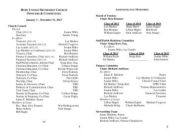 Officers & Committees List - Hope United Methodist Church