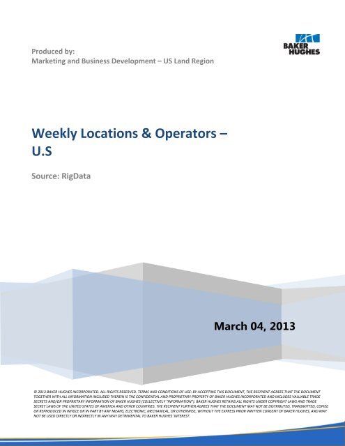 Weekly Locations & Operators – U.S - 03/04/2013