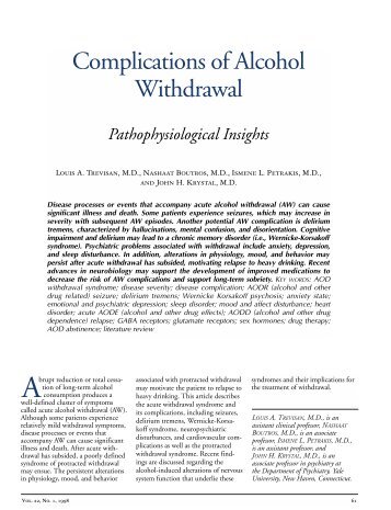 Complications of Alcohol Withdrawal: Pathophysiological Insights