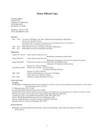 Stanca Mihaela Ciupe - Math Department - Virginia Tech