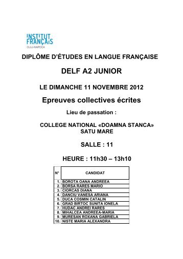 COLLEGE NATIONAL «DOAMNA STANCA - Institut Français