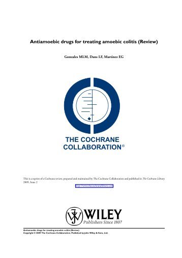 Antiamoebic drugs for treating amoebic colitis - The Cochrane Library