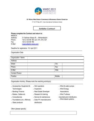 Exhibition Contract form 212.07 Kb - World Wind Energy Association