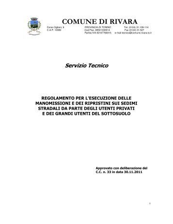 Regolamento manomissioni suolo pubb.pdf - Comune di Rivara