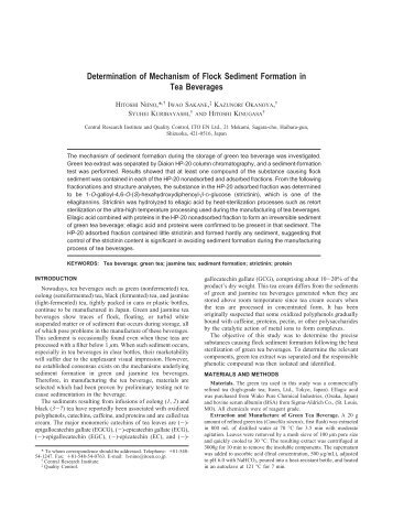 Determination of Mechanism of Flock Sediment Formation in Tea ...