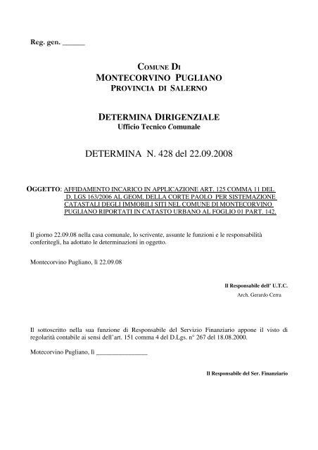 det. n. 428 del 22.09.2008 impegno di spesa ed affidamento ...