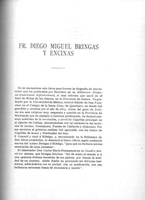 FR. DIEGO MIGUEL BRINGAS: Y ENCINAS - Bicentenario
