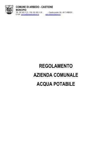 Regolamento Azienda acqua potabile - Comune di Arbedo-Castione