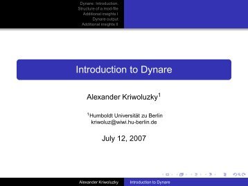 Introduction to Dynare