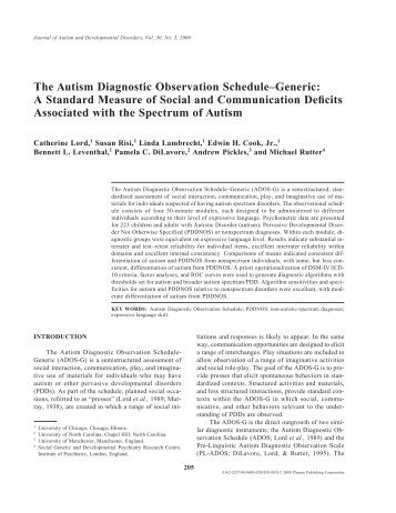 The Autism Diagnostic Observation Schedule—Generic