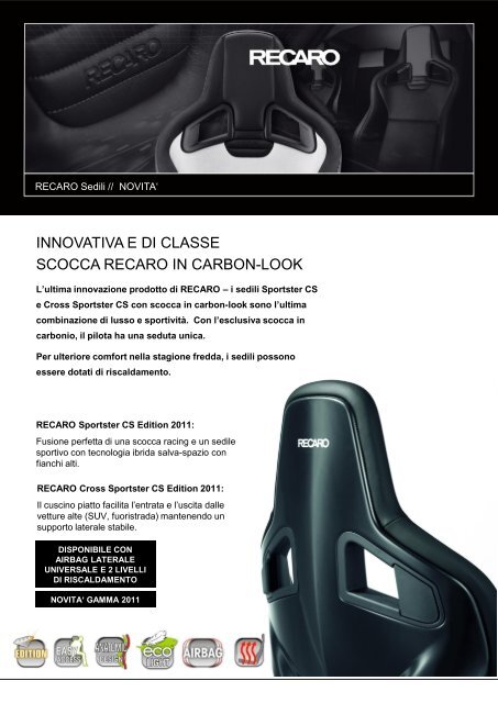 Catalogo Recaro Sportster CS Carbon - Motorquality