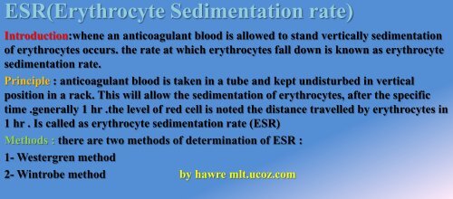 ESR(Erythrocyte Sedime - uCoz