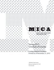 Spring 2013 Schedule o f Courses - MICA - Maryland Institute ...