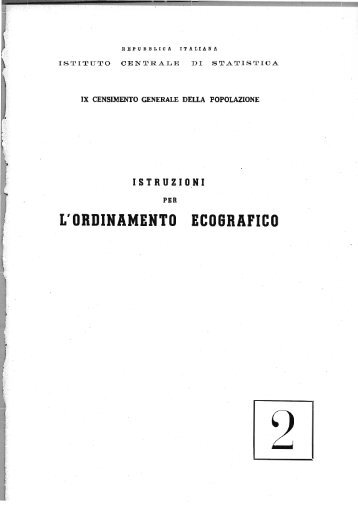 L'ORDINAMENTO ECOGRAFICO - Istat